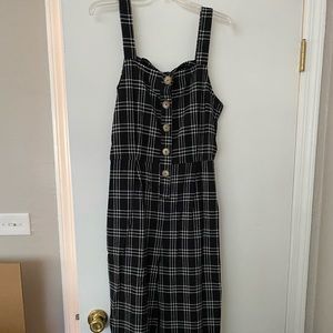 American Eagle Wide Leg Plaid Jumpsuit
